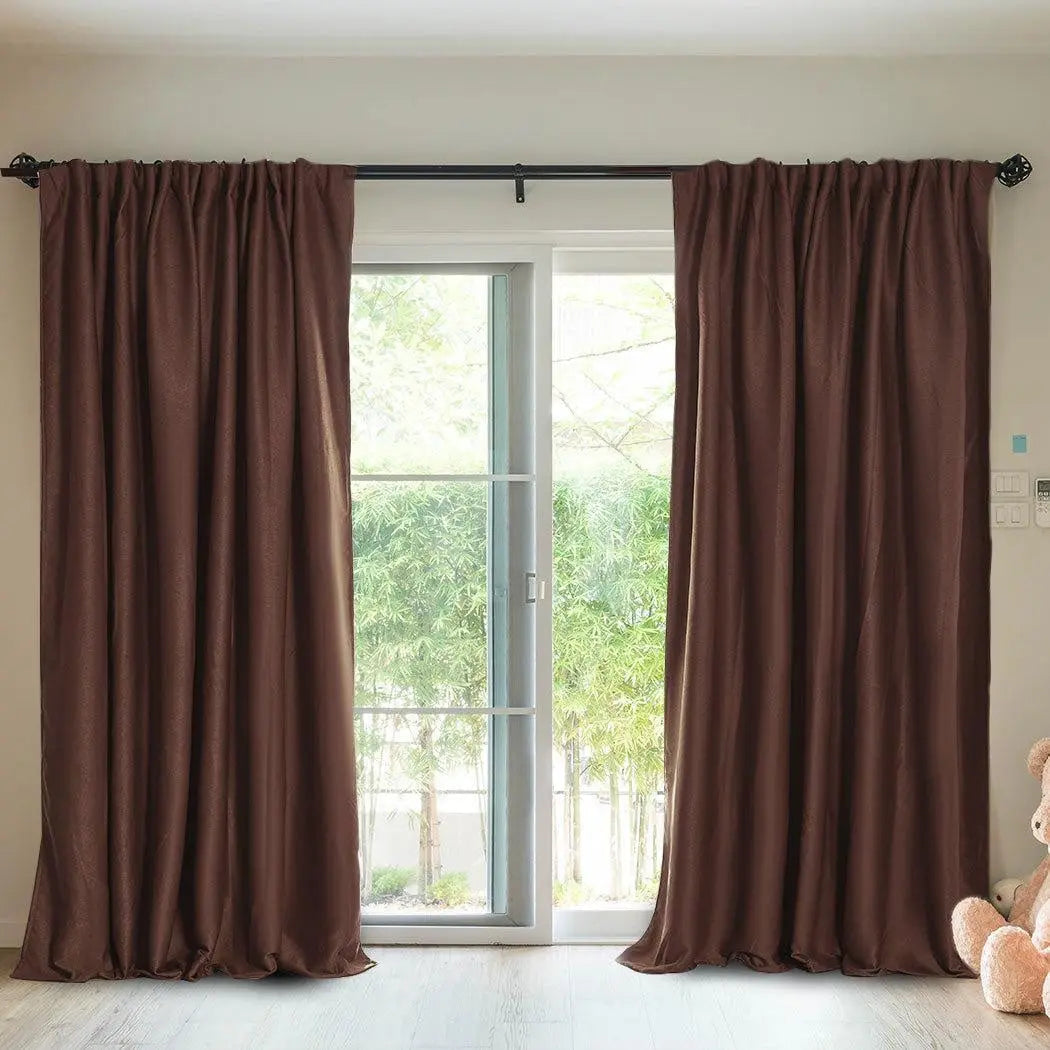 2X Blockout Curtains Curtain Blackout Bedroom 180cm x 230cm Stone Deals499