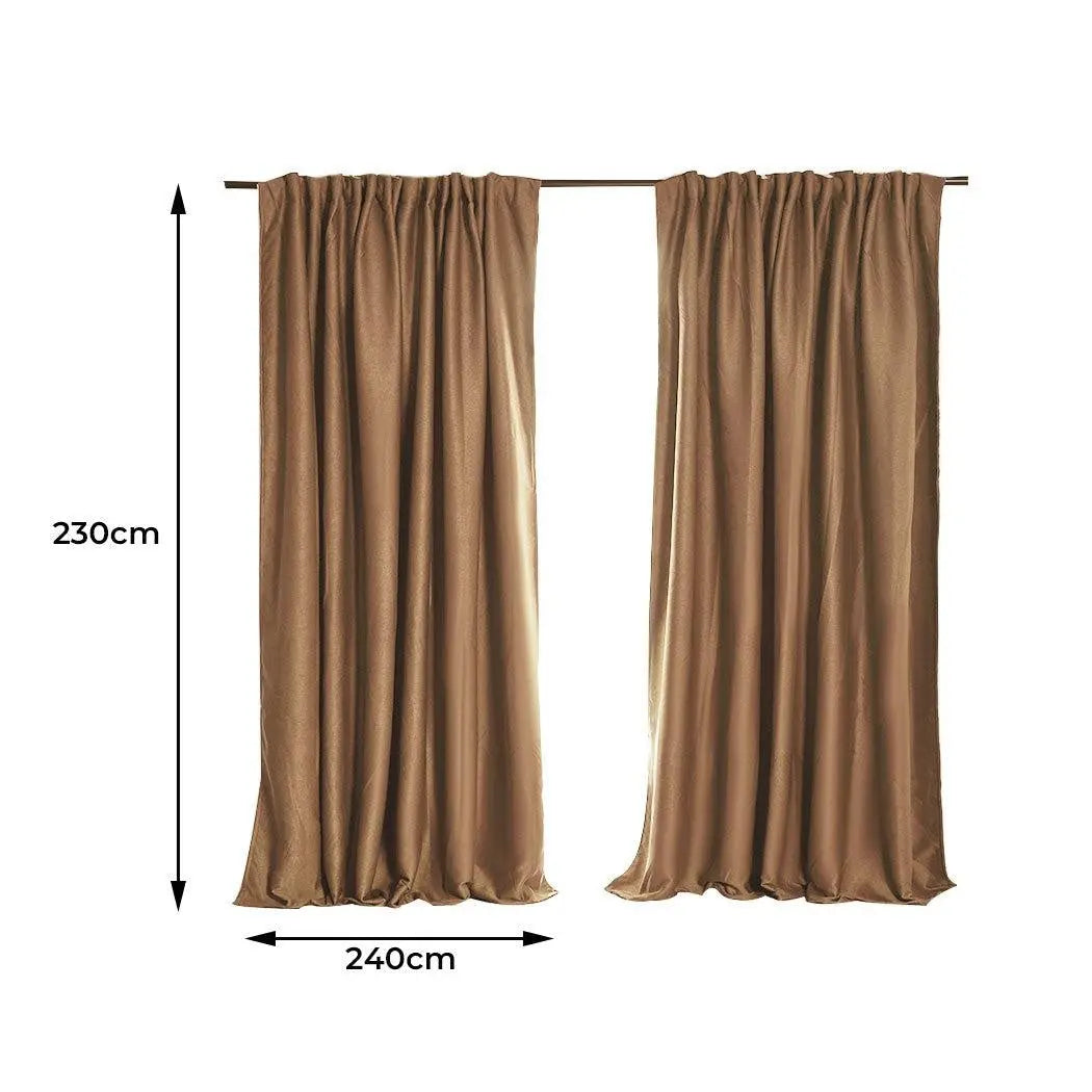 2X Blockout Curtains Curtain Blackout Bedroom 240cm x 230cm Mustard Deals499