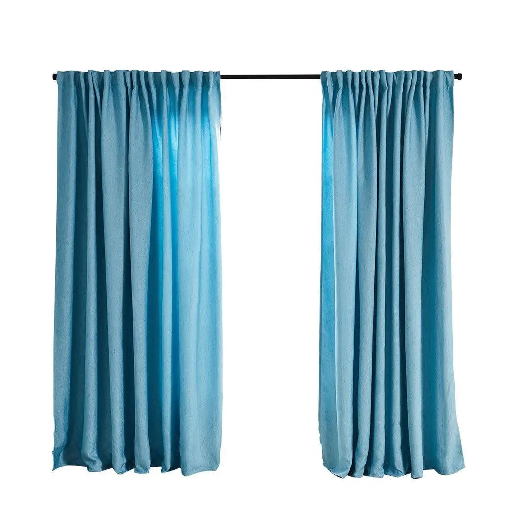 2X Blockout Curtains Curtain Living Room Window Blue 132CM x 213CM Deals499