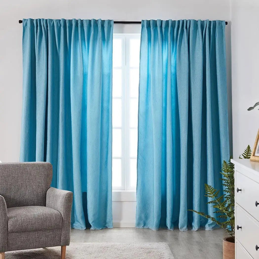 2X Blockout Curtains Curtain Living Room Window Blue 132CM x 213CM Deals499