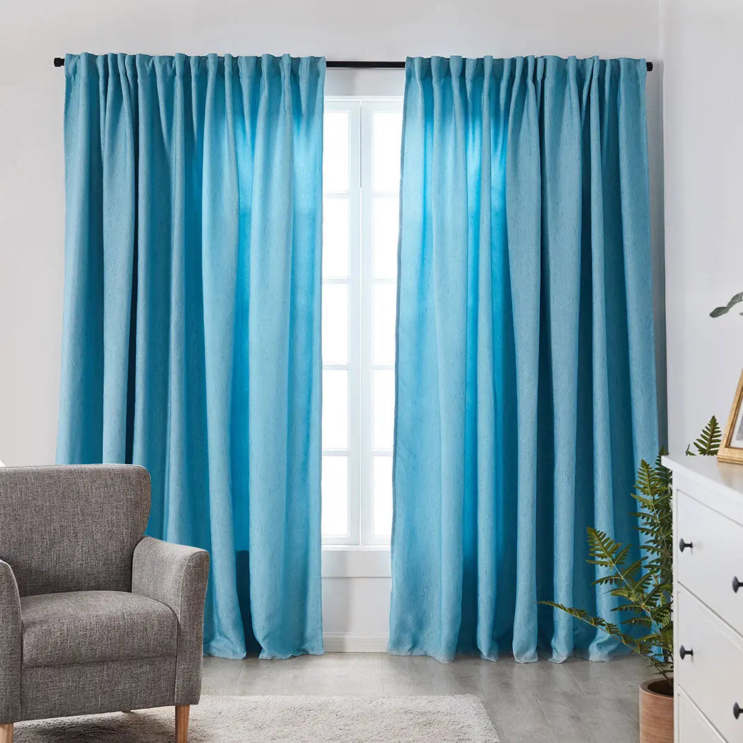 2X Blockout Curtains Curtain Living Room Window Blue 180CM x 230CM Deals499