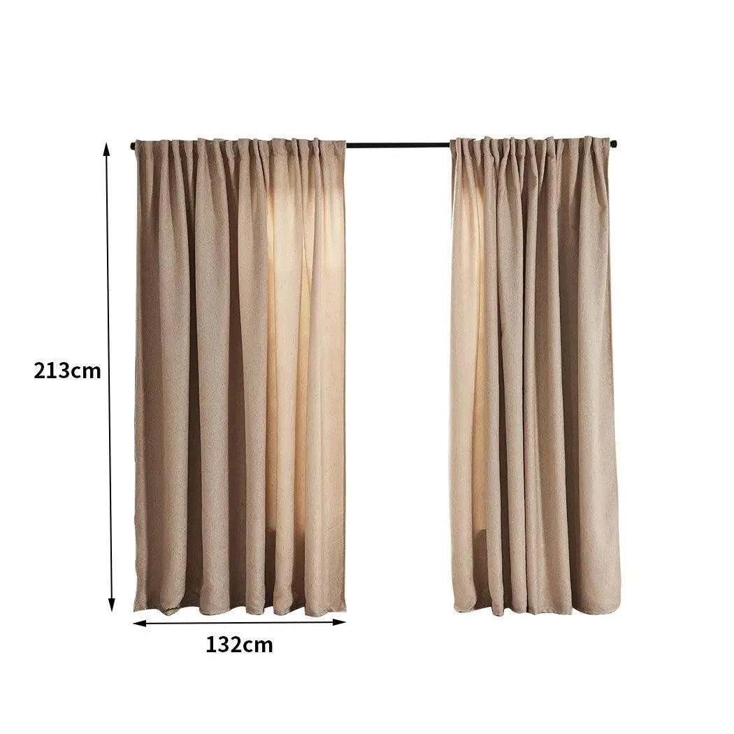 2X Blockout Curtains Curtain Living Room Window Buff 132CM x 213CM Deals499