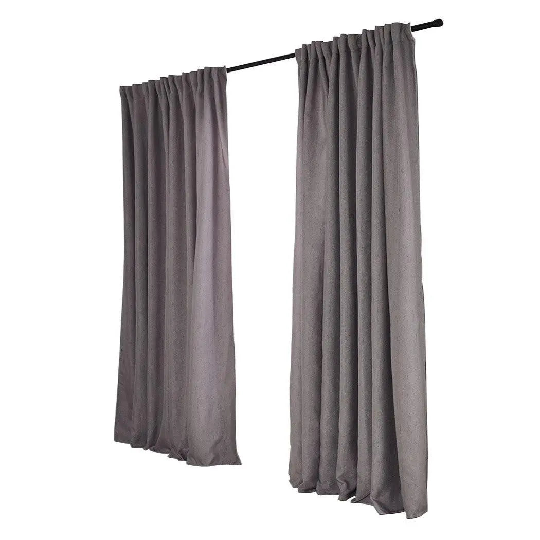2X Blockout Curtains Curtain Living Room Window Grey 140CM x 230CM Deals499