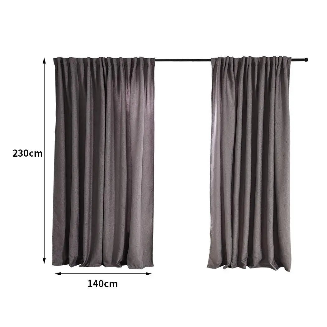 2X Blockout Curtains Curtain Living Room Window Grey 140CM x 230CM Deals499