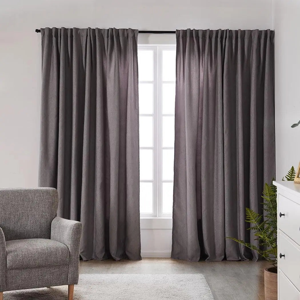 2X Blockout Curtains Curtain Living Room Window Grey 140CM x 230CM Deals499