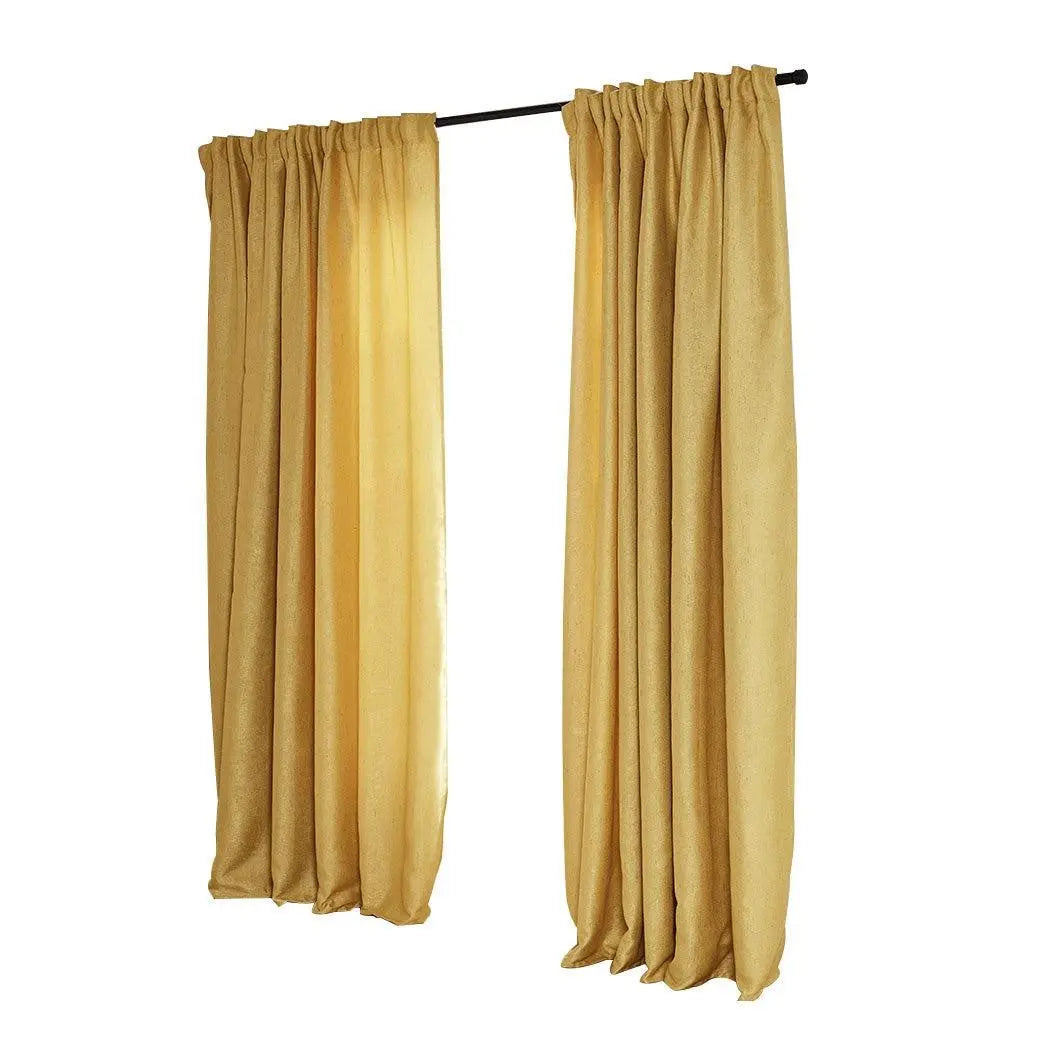2X Blockout Curtains Curtain Living Room Window Mustard 132CM x 213CM Deals499