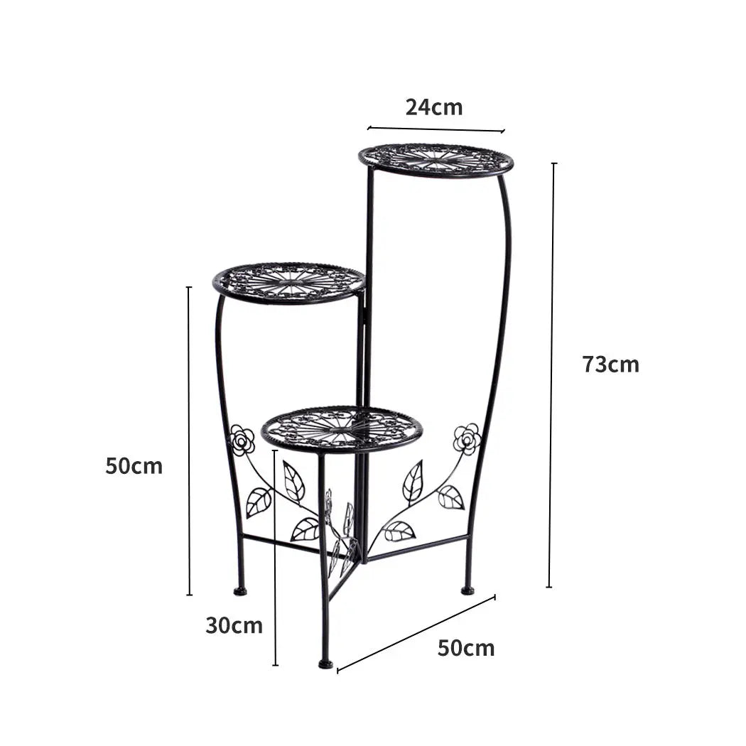 2X Wrought Iron Outdoor Indoor Flower Pots Plant Stand Garden Metal Corner Shelf Deals499