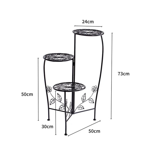 2X Wrought Iron Outdoor Indoor Flower Pots Plant Stand Garden Metal Corner Shelf Deals499