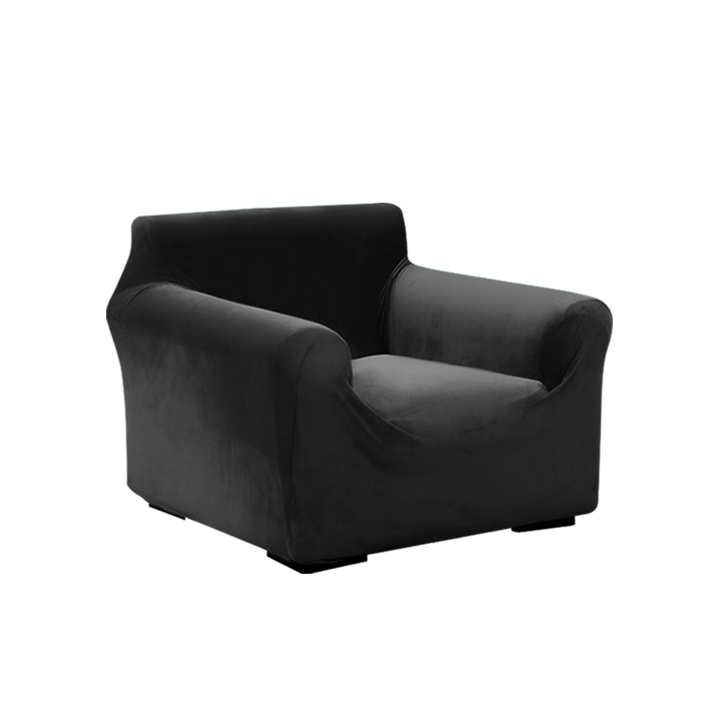 Couch High Stretch Sofa Lounge Cover Protector Recliner Slipcover 1 Seater Black Deals499