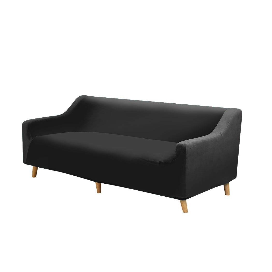 Couch High Stretch Sofa Lounge Cover Protector Recliner Slipcover 4 Seater Black Deals499