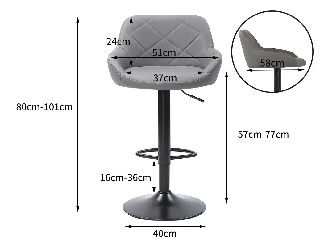 2x Bar Stools Stool Kitchen Chairs Swivel PU Barstools Industrial Vintage Grey Deals499