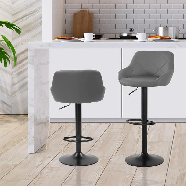 2x Bar Stools Stool Kitchen Chairs Swivel PU Barstools Industrial Vintage Grey Deals499
