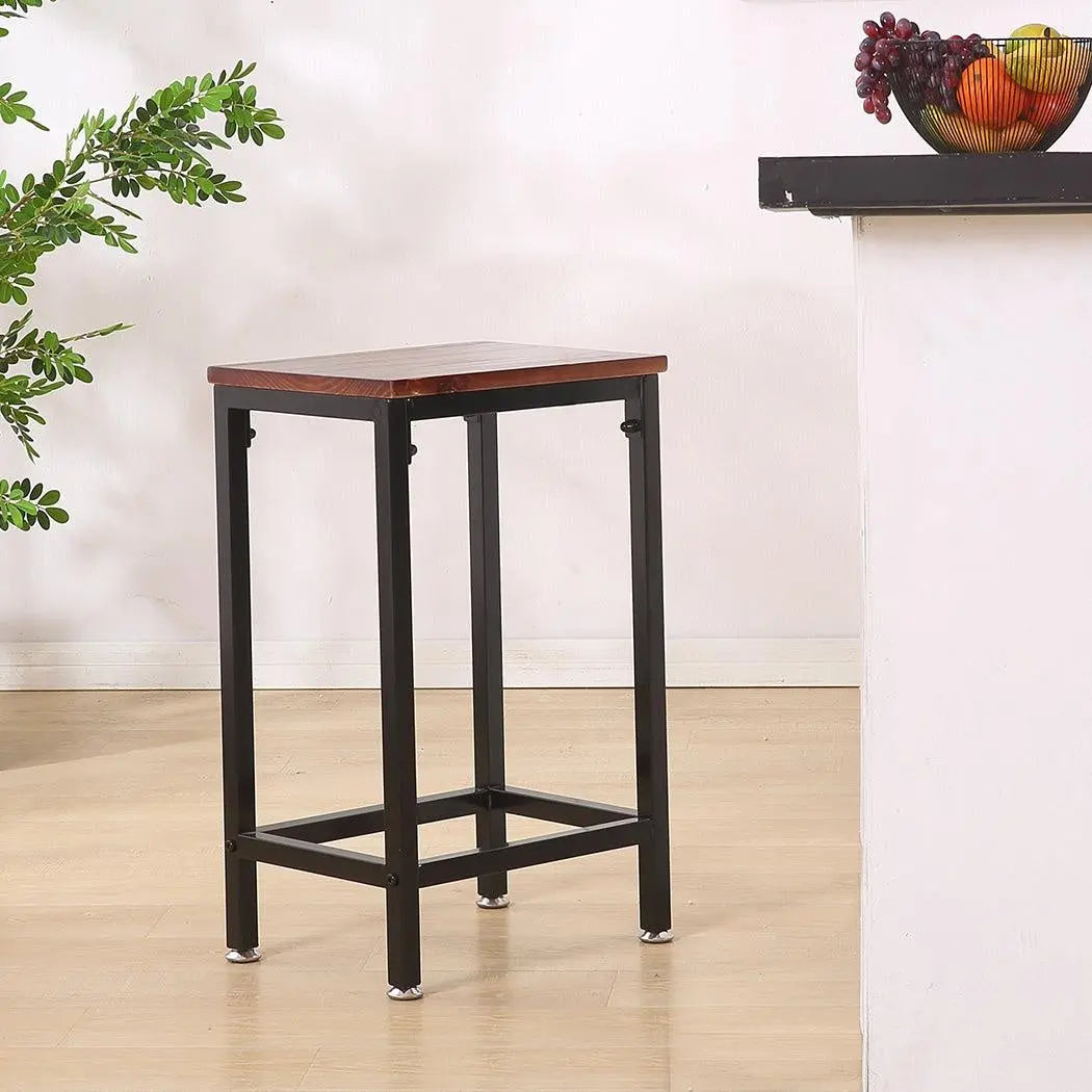 2x Bar Stools Stool Kitchen Wooden Black Chair Dining Metal Industrial Barstools Deals499