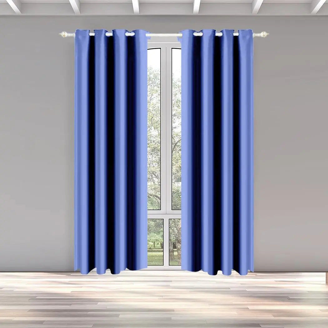 2x Blockout Curtain 3 Layers Eyelet Fabric Room Darkening 140x213cm Navy blue Deals499