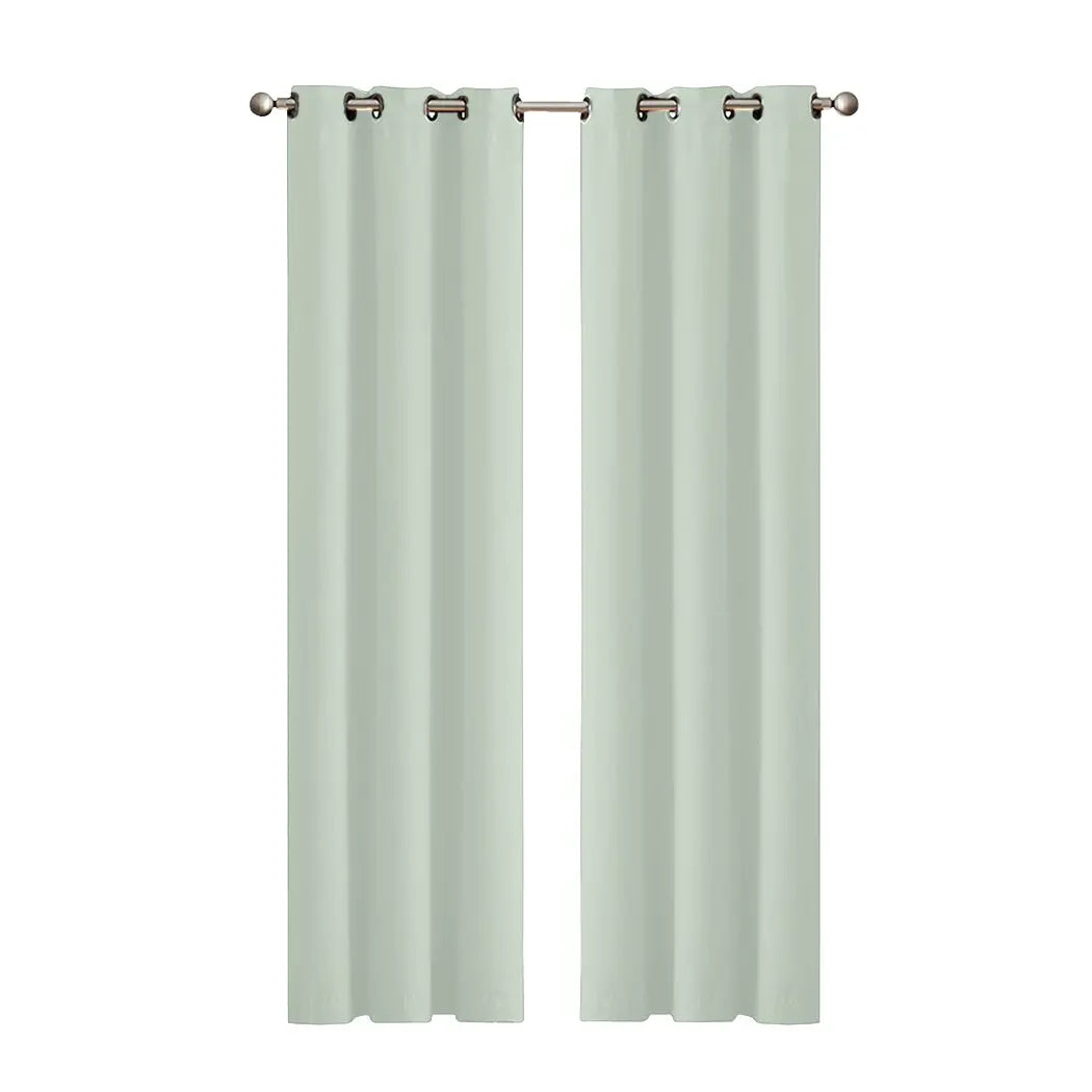 2x Blockout Curtains Panels 3 Layers Eyelet Room Darkening 132x213cm Green Deals499