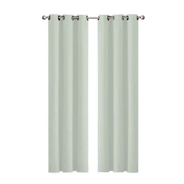 2x Blockout Curtains Panels 3 Layers Eyelet Room Darkening 132x213cm Green Deals499