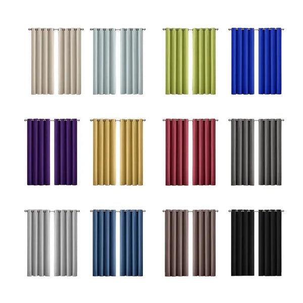 2x Blockout Curtains Panels 3 Layers Eyelet Room Darkening 140x160cm Grey Deals499
