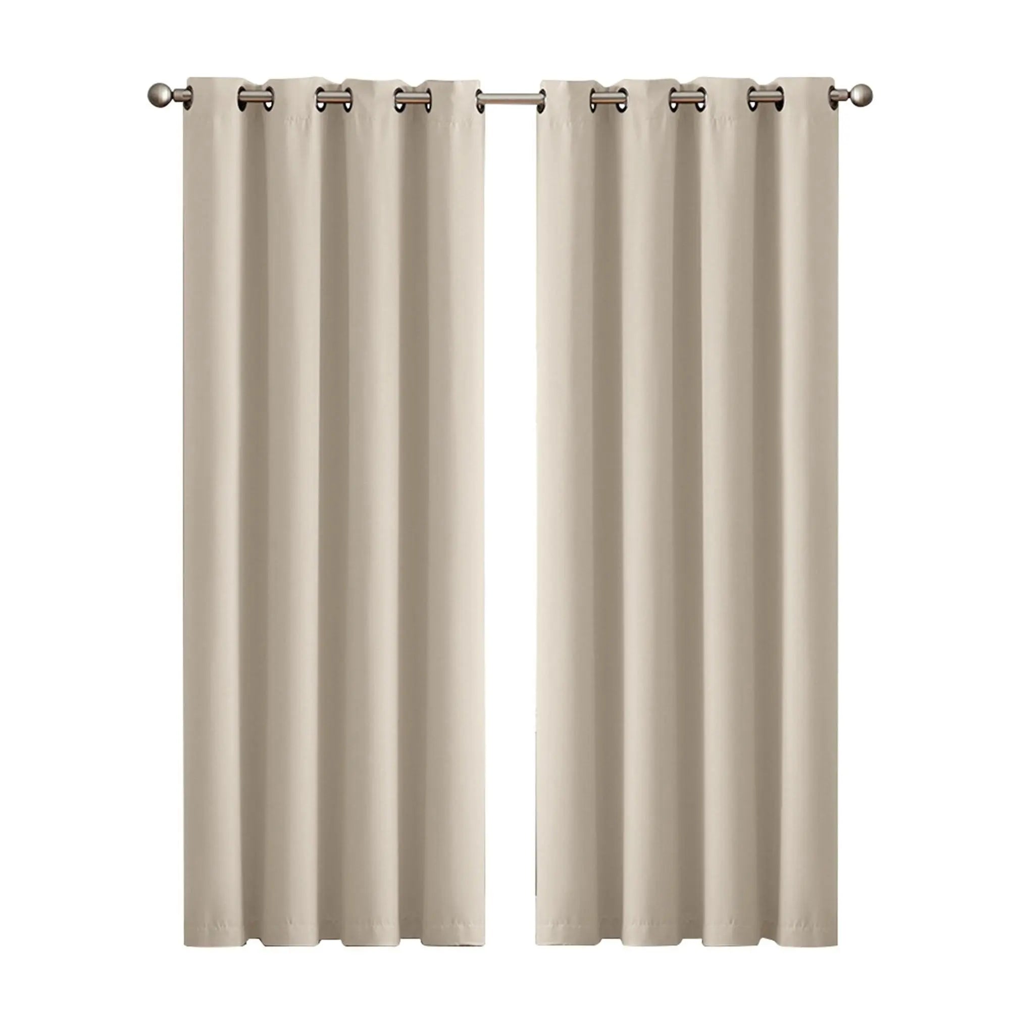 2x Blockout Curtains Panels 3 Layers Eyelet Room Darkening 140x230cm Beige Deals499