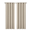 2x Blockout Curtains Panels 3 Layers Eyelet Room Darkening 140x230cm Beige Deals499