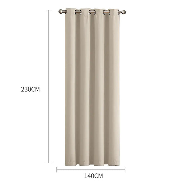 2x Blockout Curtains Panels 3 Layers Eyelet Room Darkening 140x230cm Beige Deals499