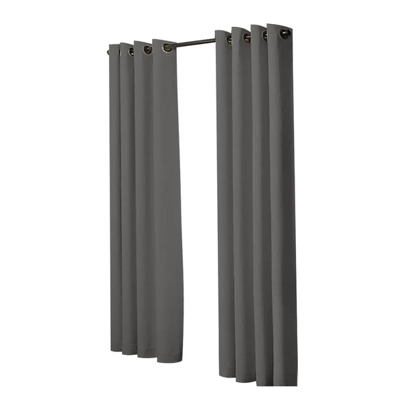 2x Blockout Curtains Panels 3 Layers Eyelet Room Darkening 140x230cm Charcoal Deals499