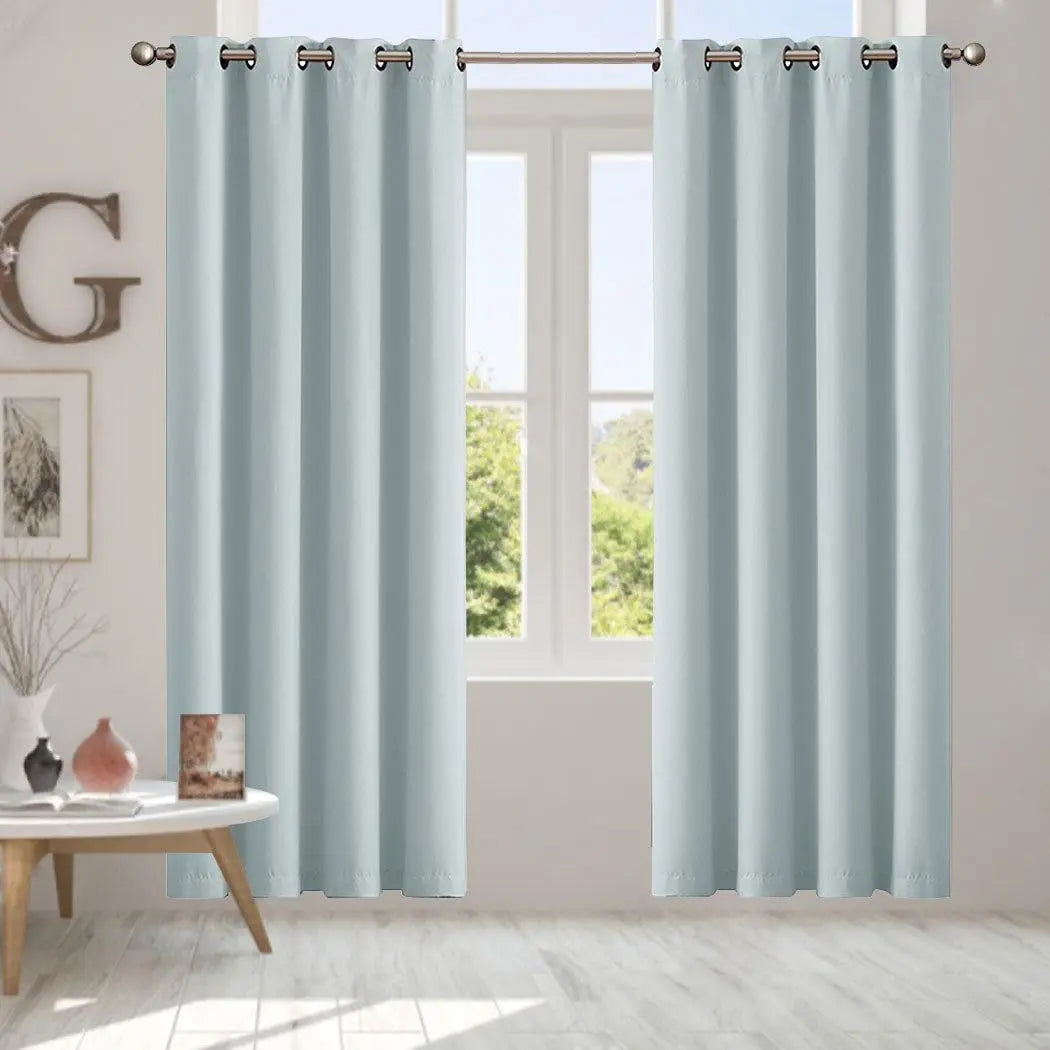2x Blockout Curtains Panels 3 Layers Eyelet Room Darkening 140x230cm Green Deals499