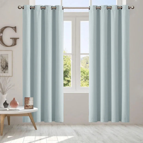 2x Blockout Curtains Panels 3 Layers Eyelet Room Darkening 140x230cm Green Deals499