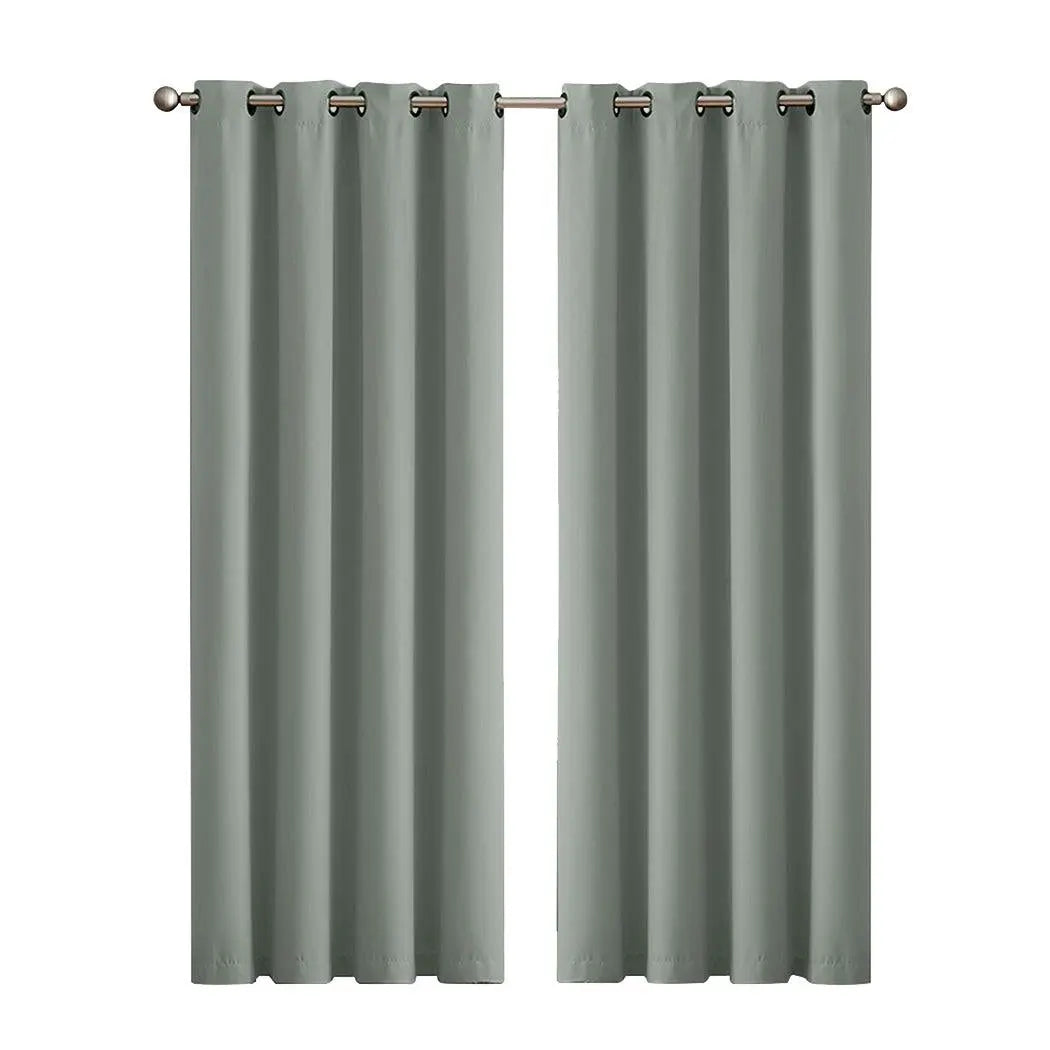 2x Blockout Curtains Panels 3 Layers Eyelet Room Darkening 140x230cm Grey Deals499
