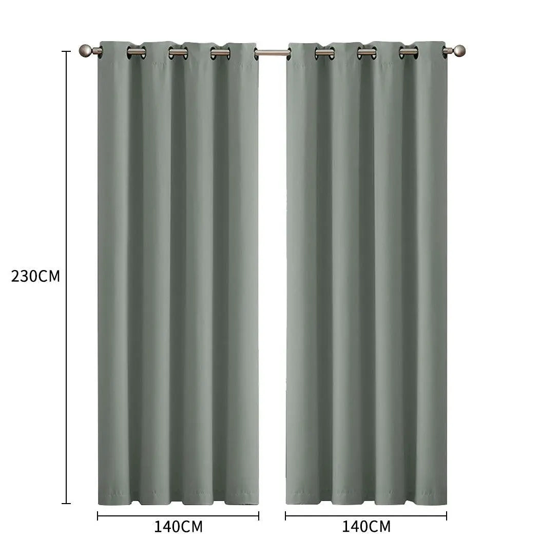 2x Blockout Curtains Panels 3 Layers Eyelet Room Darkening 140x230cm Grey Deals499