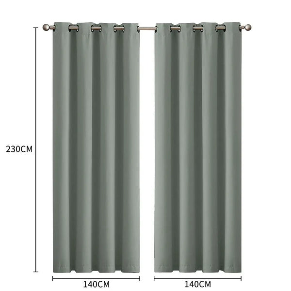 2x Blockout Curtains Panels 3 Layers Eyelet Room Darkening 140x230cm Grey Deals499