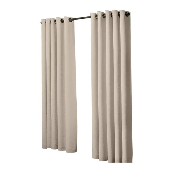 2x Blockout Curtains Panels 3 Layers Eyelet Room Darkening 180x230cm Beige Deals499