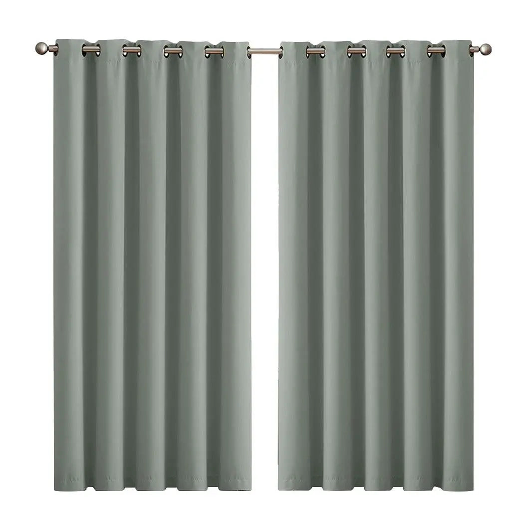 2x Blockout Curtains Panels 3 Layers Eyelet Room Darkening 180x230cm Grey Deals499