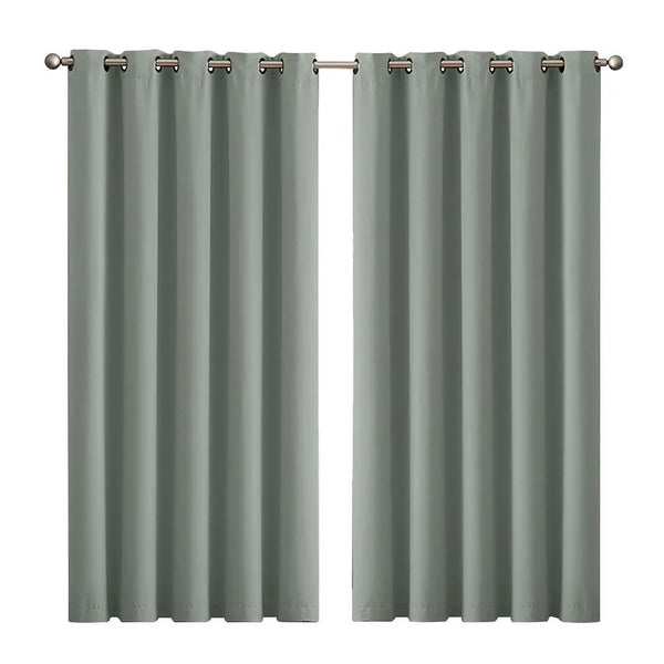2x Blockout Curtains Panels 3 Layers Eyelet Room Darkening 180x230cm Grey Deals499