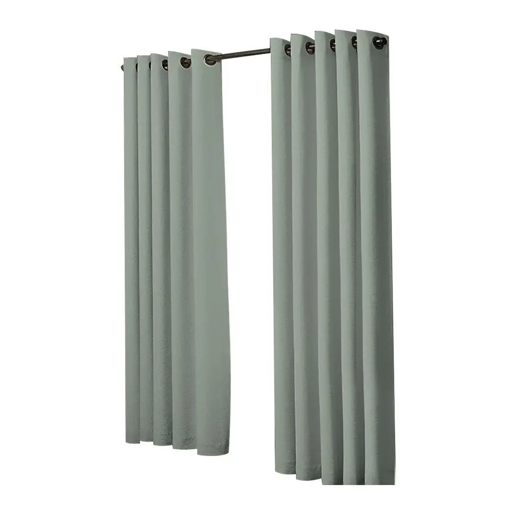 2x Blockout Curtains Panels 3 Layers Eyelet Room Darkening 180x230cm Grey Deals499