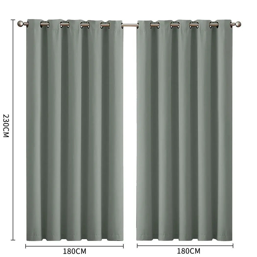 2x Blockout Curtains Panels 3 Layers Eyelet Room Darkening 180x230cm Grey Deals499