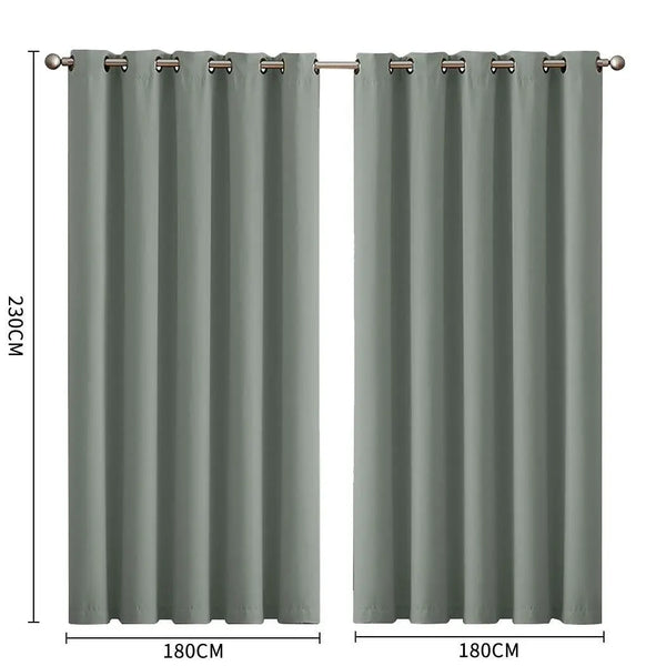 2x Blockout Curtains Panels 3 Layers Eyelet Room Darkening 180x230cm Grey Deals499