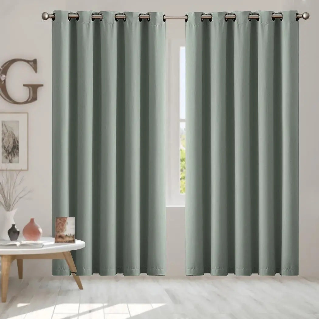 2x Blockout Curtains Panels 3 Layers Eyelet Room Darkening 180x230cm Grey Deals499