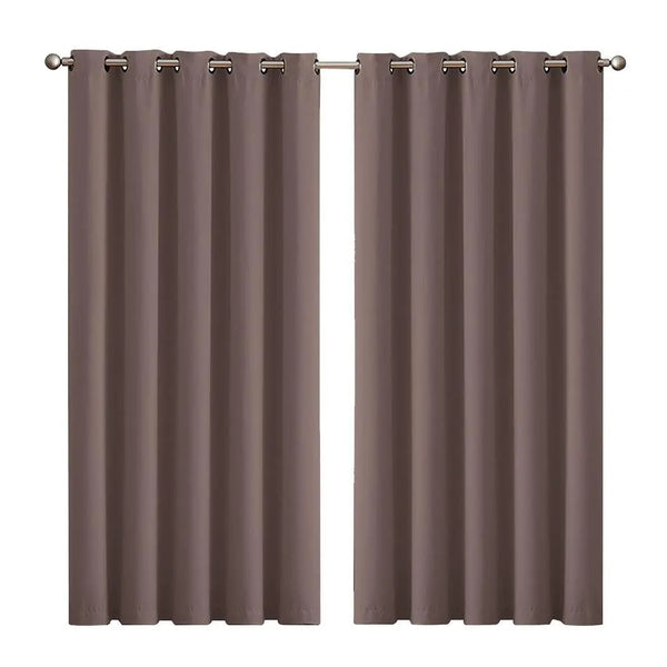 2x Blockout Curtains Panels 3 Layers Eyelet Room Darkening 180x230cm Taupe Deals499