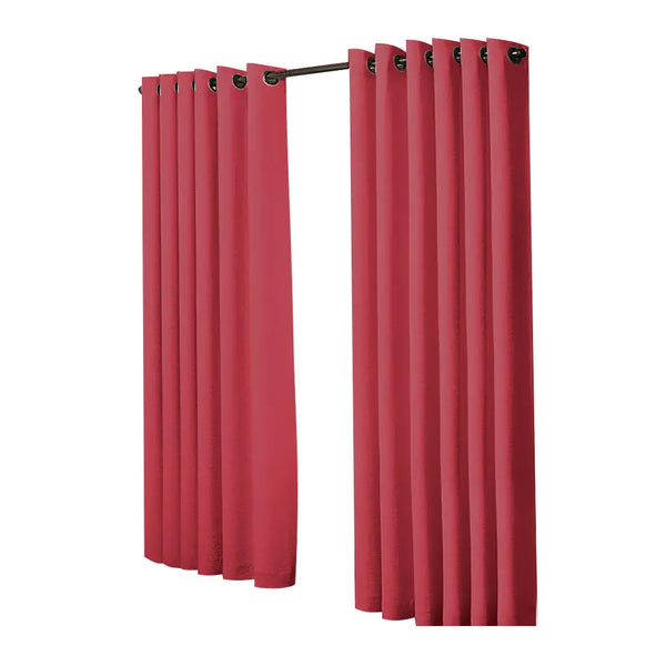 2x Blockout Curtains Panels 3 Layers Eyelet Room Darkening 240x230cm Burgundy Deals499