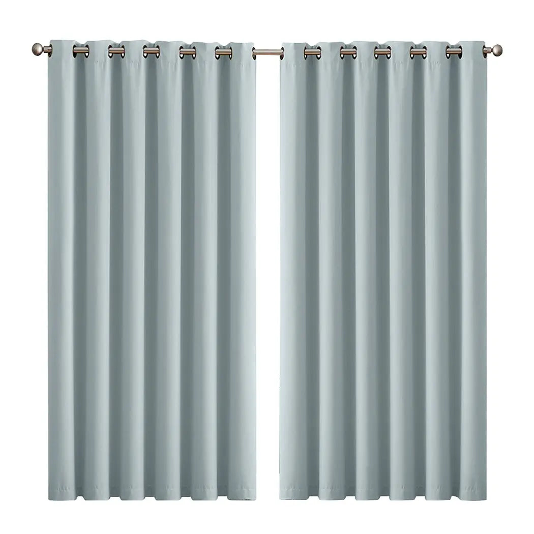 2x Blockout Curtains Panels 3 Layers Eyelet Room Darkening 240x230cm Green Deals499