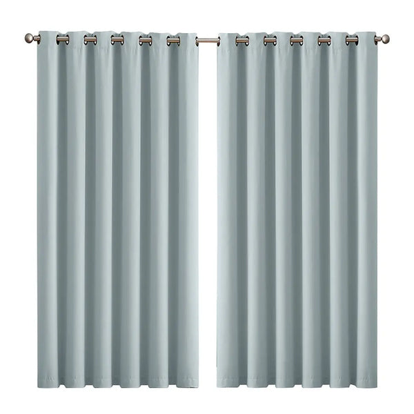 2x Blockout Curtains Panels 3 Layers Eyelet Room Darkening 240x230cm Green Deals499