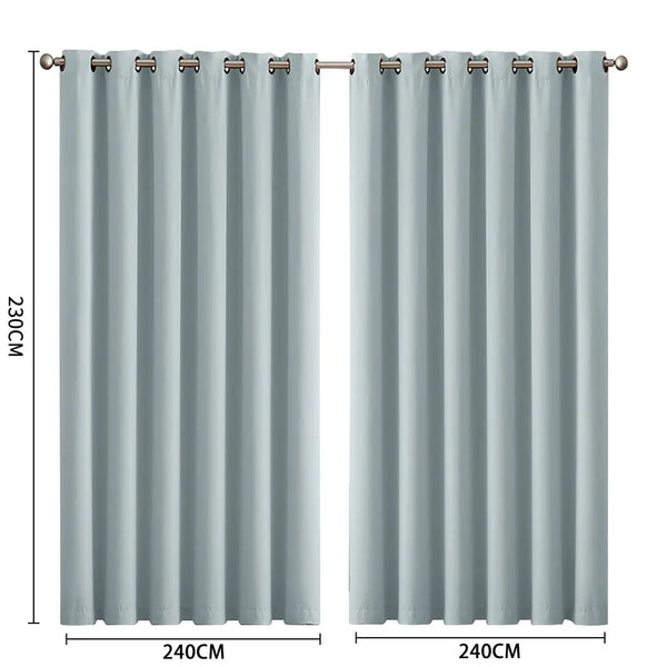 2x Blockout Curtains Panels 3 Layers Eyelet Room Darkening 240x230cm Green Deals499