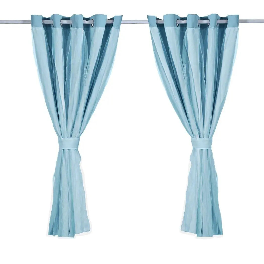 2x Blockout Curtains Panels 3 Layers with Gauze Darkening 180x230cm Turquoise Deals499