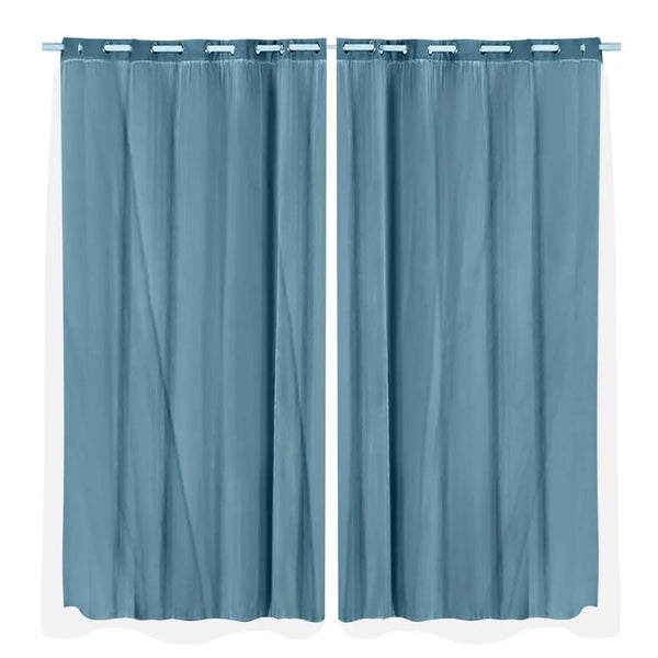 2x Blockout Curtains Panels 3 Layers with Gauze Darkening 240x213cm Turquoise Deals499