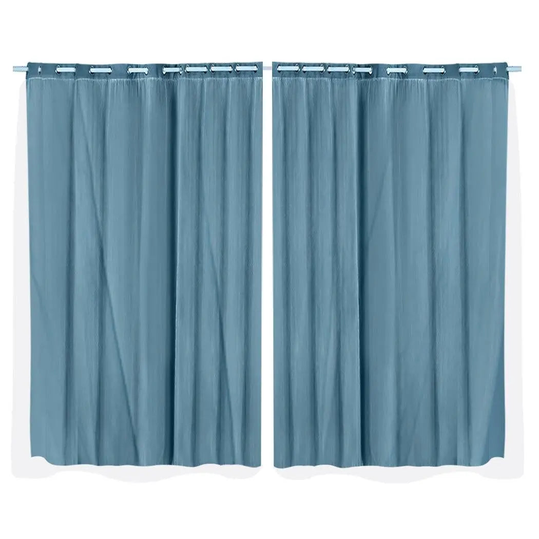 2x Blockout Curtains Panels 3 Layers with Gauze Darkening 300x230cm Turquoise Deals499