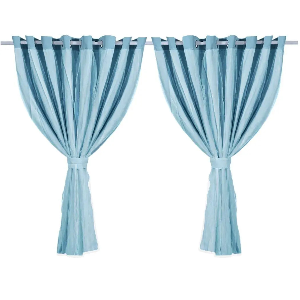 2x Blockout Curtains Panels 3 Layers with Gauze Darkening 300x230cm Turquoise Deals499