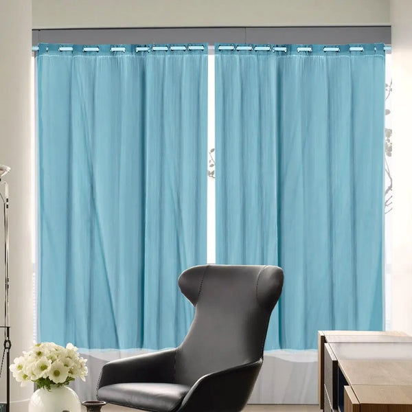 2x Blockout Curtains Panels 3 Layers with Gauze Darkening 300x230cm Turquoise Deals499