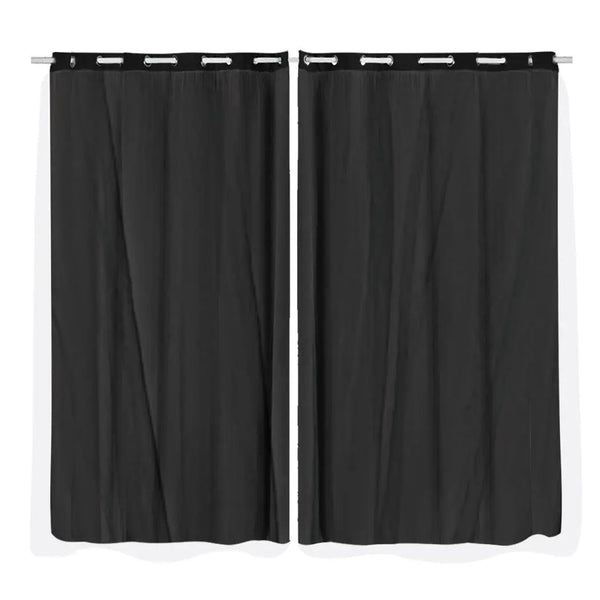 2x Blockout Curtains Panels 3 Layers with Gauze Room Darkening 180x230cm Black Deals499