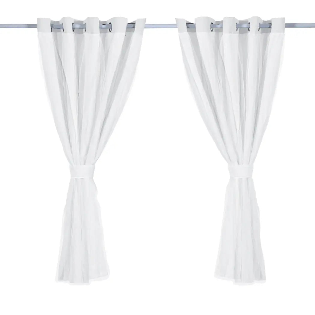 2x Blockout Curtains Panels 3 Layers with Gauze Room Darkening 180x230cm Grey Deals499