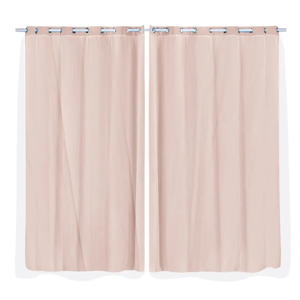 2x Blockout Curtains Panels 3 Layers with Gauze Room Darkening 180x230cm Rose Deals499